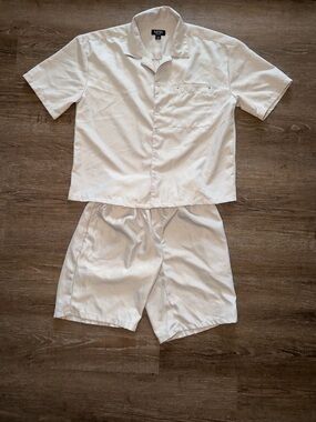 Boohoo White Short-Sleeve Set